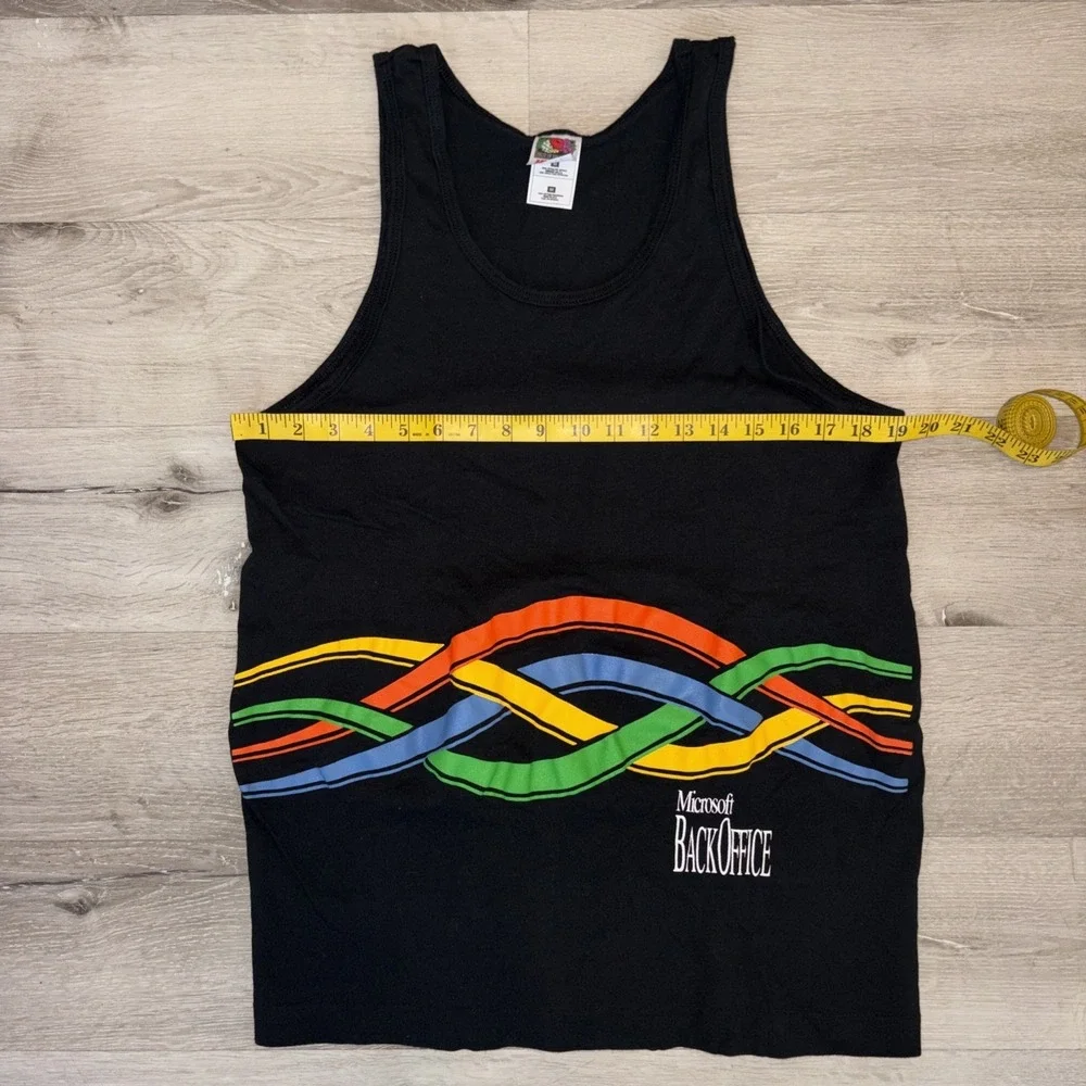 Vintage 90s Microsoft Back Office Computer Tech Tank Top Medium Black